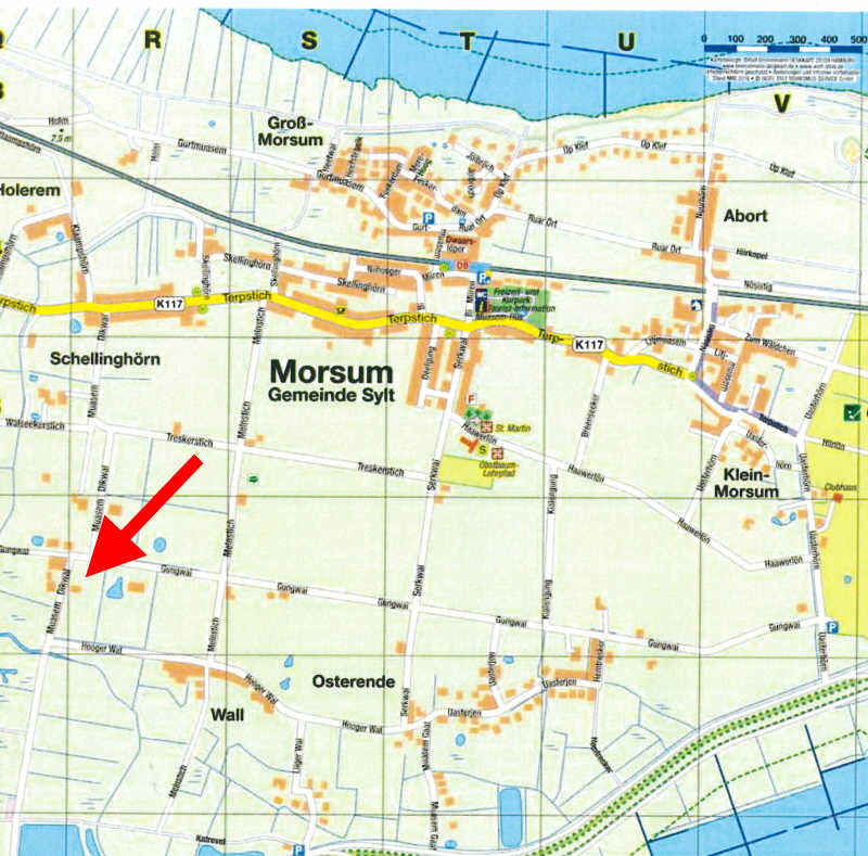 Ortsplan Morsum mit Pfeil